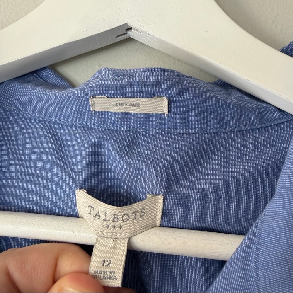 Talbots Button Down Light Blue Blouse Women's 12 - image 3